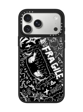 现货CASETiFY艺术家SAIAKUNANA易碎黑底手机壳适用苹果iPhone17ProMax/Air/16/15/14/13Plus磁吸保护套摇滚潮