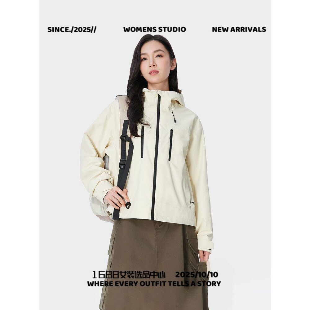 石狮市独登者服饰小个子户外春秋冲锋衣短款男女防风防水外套登山
