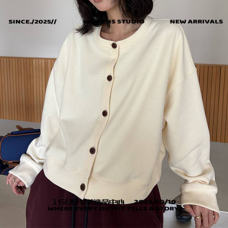 汕头市浠祺服饰春季圆领棒球服卫衣外套女新款简约刺绣休闲小个子