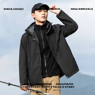 浙江平湖羽绒服男装新款冲锋衣户外三合一男女真防风防水内胆可拆