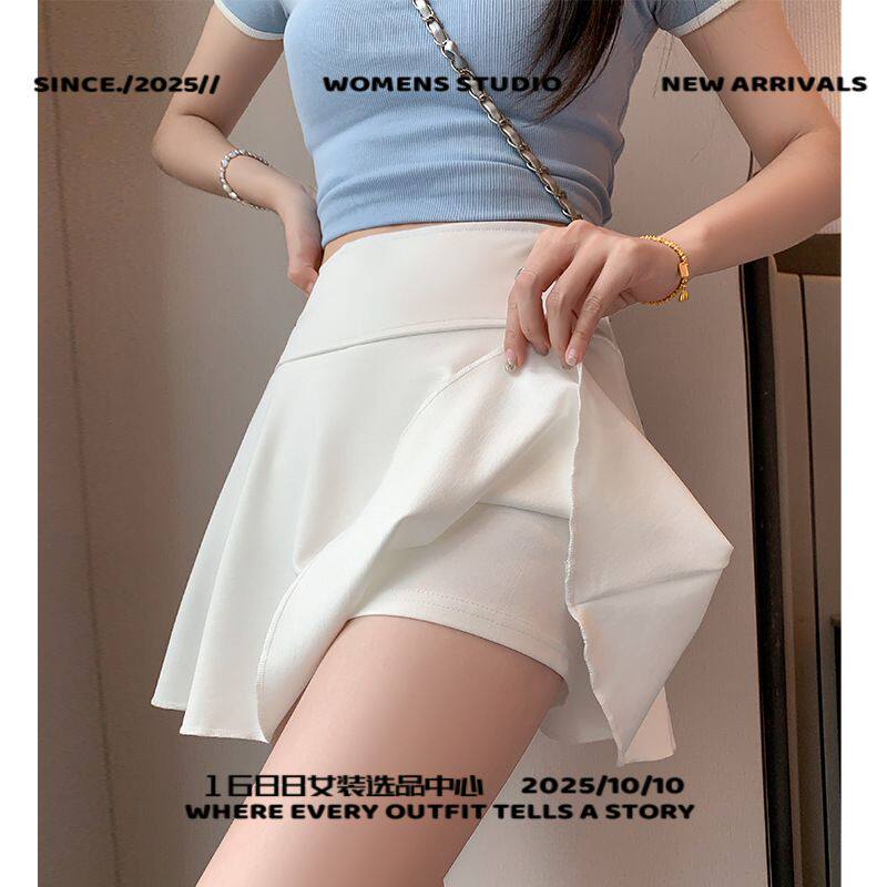 广州里外里服饰白色瑜伽裙裤女夏季新款运动显瘦百褶裙防走光字小