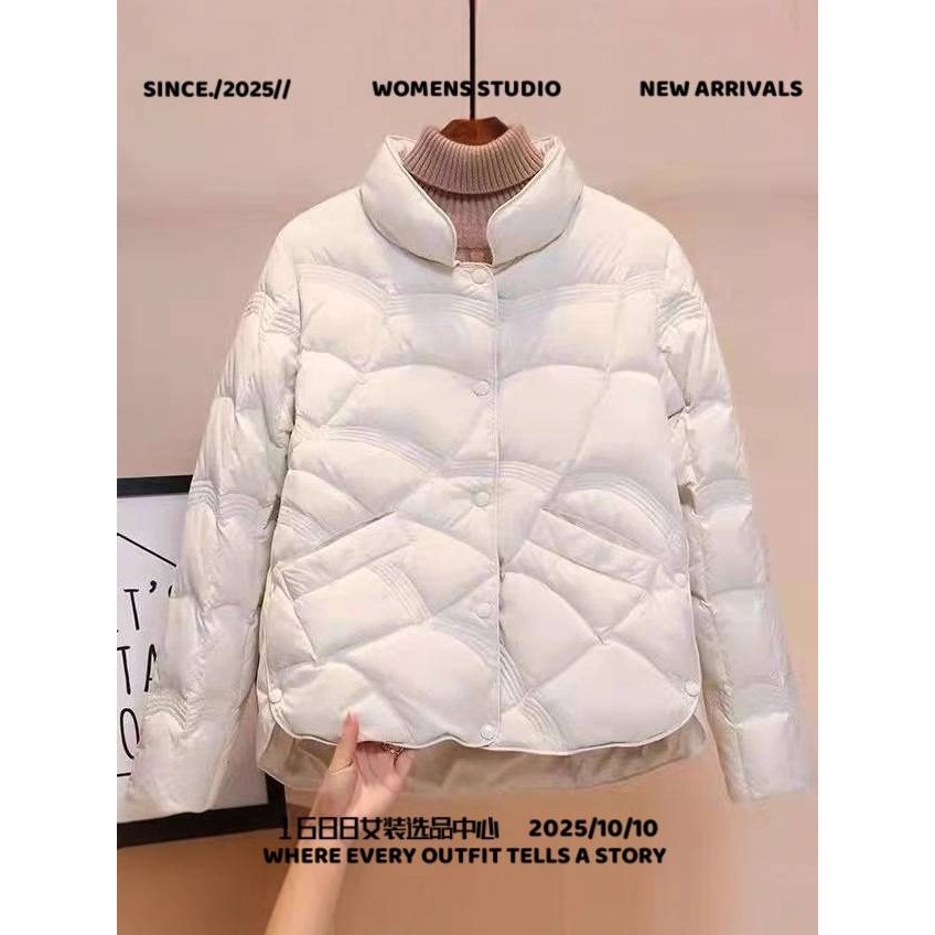 河南台前羽绒女现代风秋冬短款立领轻薄服女款新款薄款时气高端爆