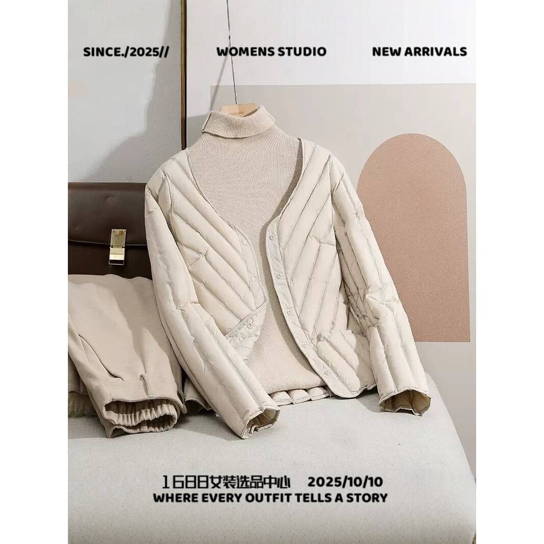 江苏特别特女士羽绒服绒服女士短款轻薄内胆秋冬圆领领休闲夹克外