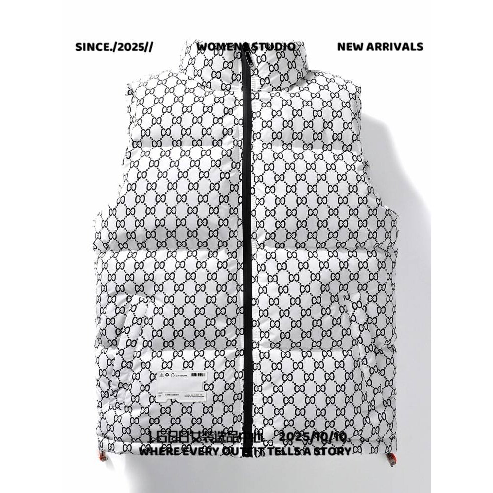 石狮浪印户外羽绒服背心棉马甲男士外套秋冬款高街嘻哈痞帅无袖坎