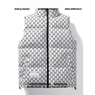 石狮浪印户外羽绒服背心棉马甲男士外套秋冬款高街嘻哈痞帅无袖坎