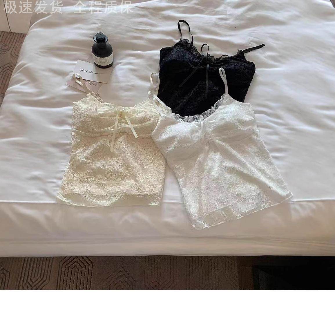 巨好看吊带上衣蕾丝拼接吊带背心女夏季小个子外穿带胸垫内搭打底