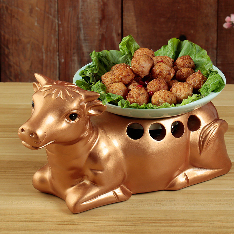 干冰冒烟陶瓷海鲜摆盘火锅店特色肥牛气冲天餐具牛肉店专用餐具