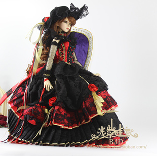bjd 娃衣3分大女 欧风宫廷裙子黑红色系洋装浅紫娃衣23159