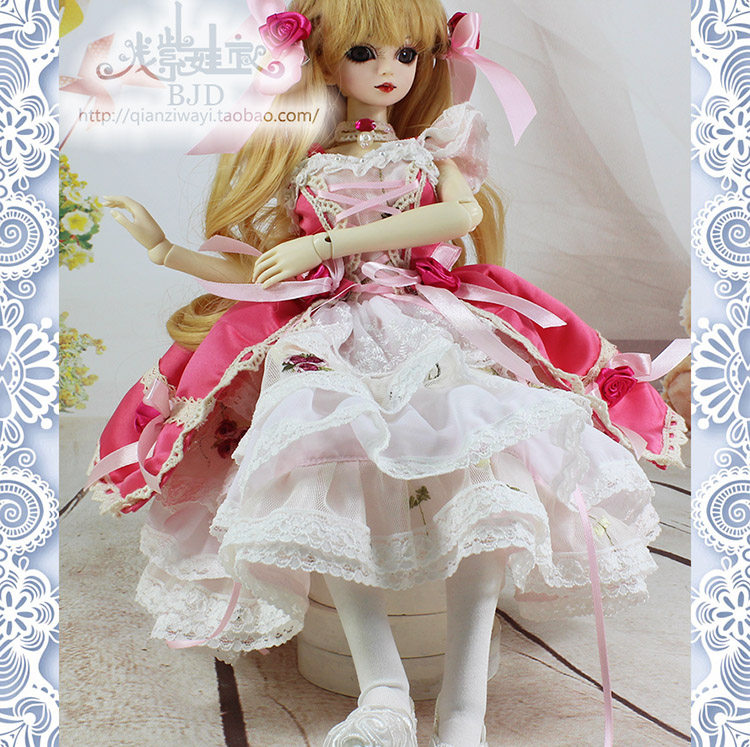 BJD SD娃娃衣服  4分 3分货 粉色洋装沙龙娃衣 浅紫娃衣23125