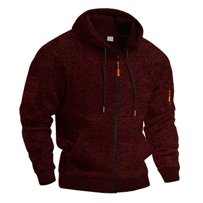 Men's fleece hooded zipper sweatshirt jacket男加绒帽拉链卫衣