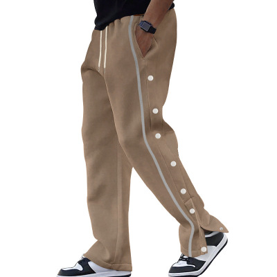 Men's casual sports straight leg breasted pants split design