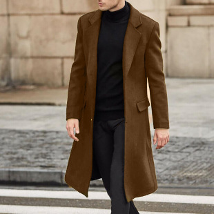 Long Trench Coat For Men Black Overcoat Casual Coat Outwear