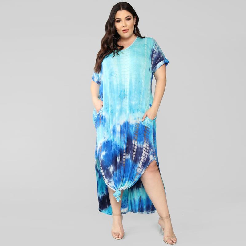 fat woman plus big size casual print dresses for ladies xxxl