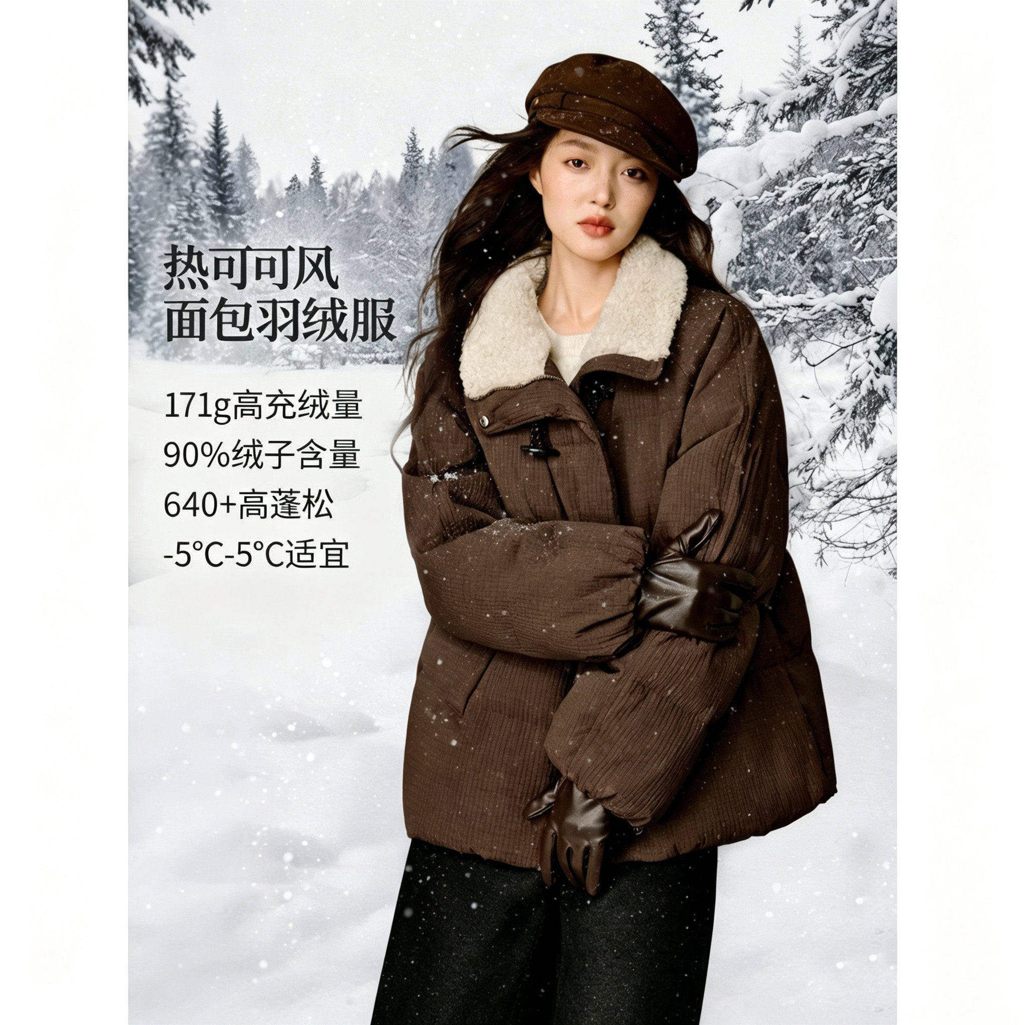 撤柜仿羊羔毛领牛角扣厚羽绒服女2026冬季新款保暖短款面包服外套