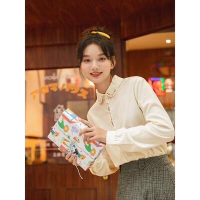 2025冬新通勤绣花灯芯绒女衬衫