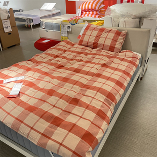 IKEA宜家 贝索德玛 被套纯棉法兰绒磨毛材质格纹加厚保暖秋冬被罩