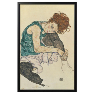 IKEA宜家 约纳斯塔 图片曲膝坐着的女子 墙壁装饰画挂画