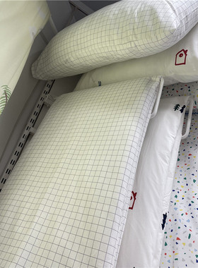 IKEA宜家 万克雷特斯 被套纯棉方格图案两面白色黄色儿童宿舍单人