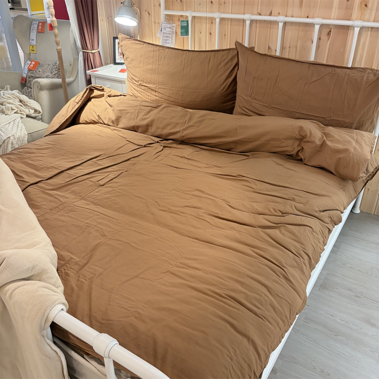 IKEA宜家 安斯莉娅 被套和枕套全棉材质简约单人双人浅褐色被罩
