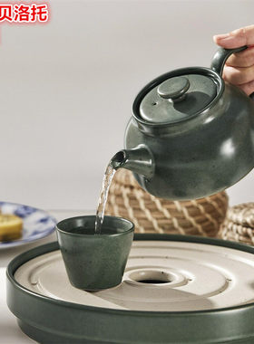 IKEA宜家石瓷优雅古典绿色茶壶