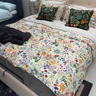 IKEA宜家 斯丹鲁默 被套和枕套全棉多色花卉图案仙女床上温馨被罩