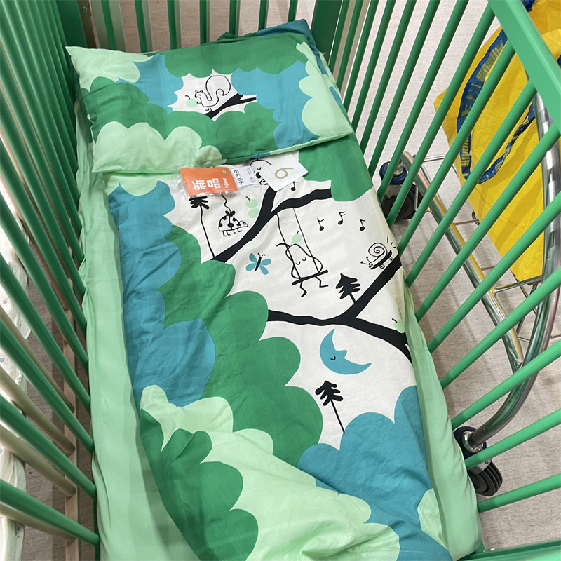 IKEA宜家 格吕恩芬克 婴儿被套床上用品三件套可爱卡通森林动物图