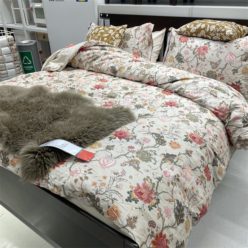 IKEA宜家 奈瑟克洛 被套和枕套花卉图案棉和粘胶纤维材质混纺材质