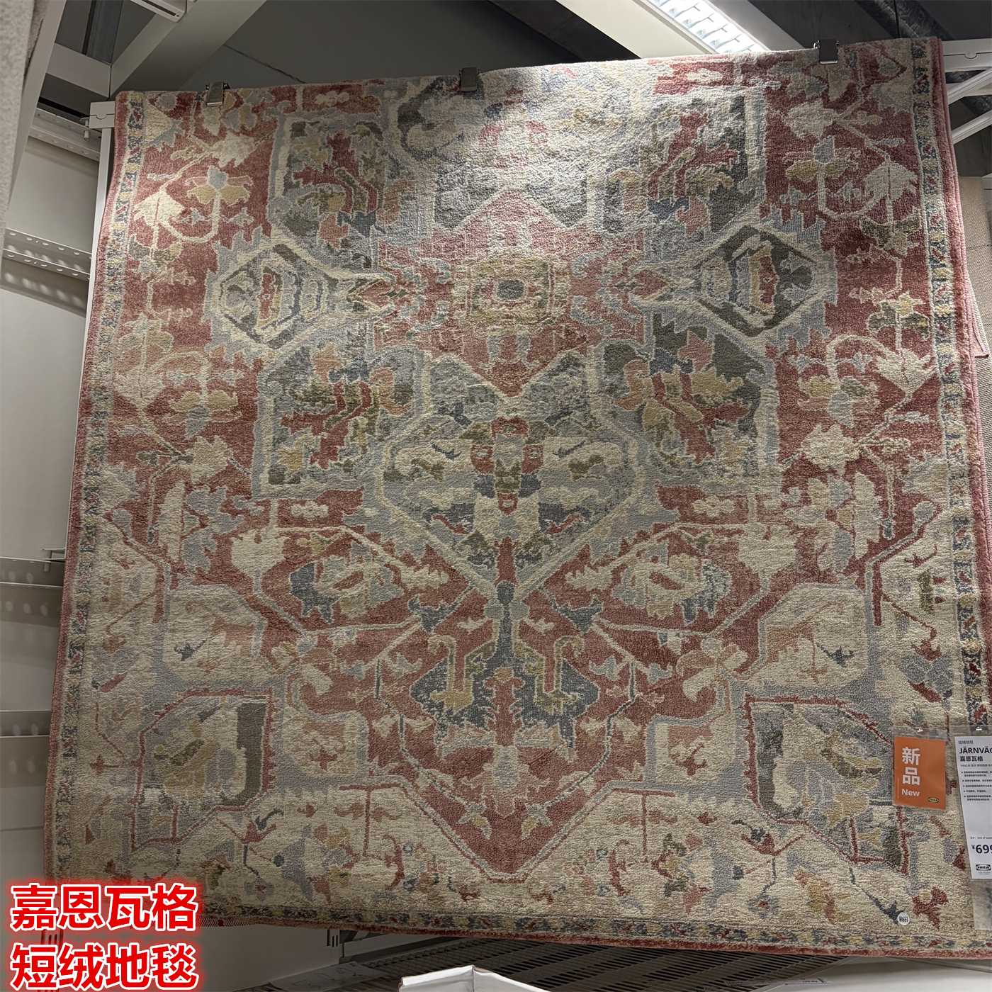 IKEA宜家 嘉恩瓦格 平织地毯客厅卧室装饰大地垫东方精美图案地毯
