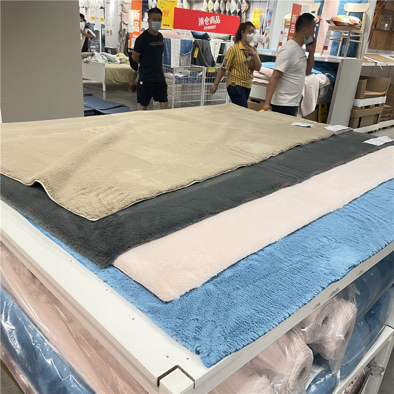 IKEA宜家 霍布列 长绒地毯客厅沙发茶几装饰毛绒毯子纯色简约