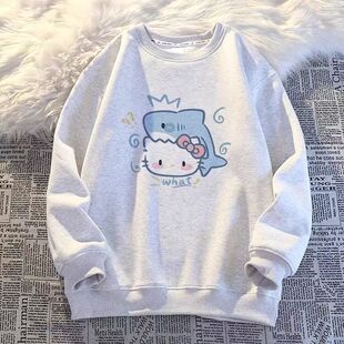 男女童早春纯棉圆领卫衣2026春秋新款中大童女孩薄款宽松休闲上衣