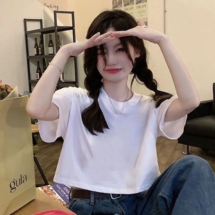 上衣中大童小众设计感体恤 女童短袖 T恤2025夏季 新款 宽松显瘦短款