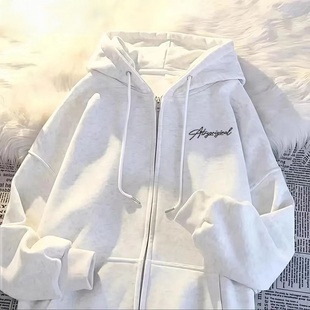 秋冬季男女童开衫连帽卫衣纯棉中大童初中生防风保暖加绒拉链外套