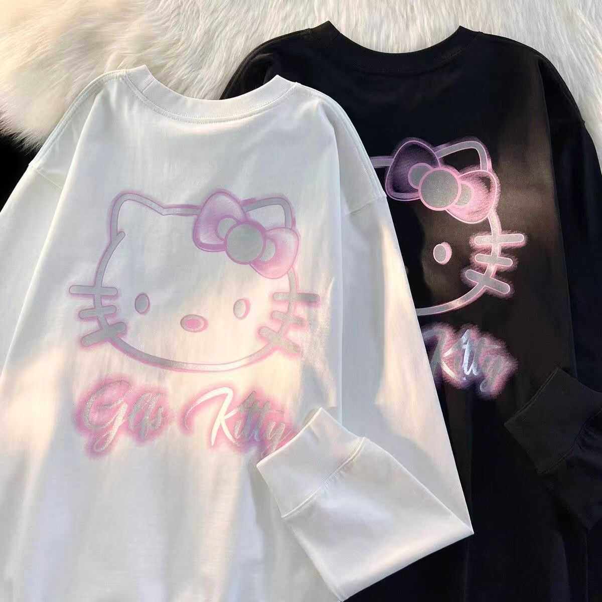 女童日系卡通Kitty圆领长袖T恤2025新款中大童早秋薄款上衣打底衫,童装/婴儿装/亲子装,T恤,淘宝优惠券,粉丝福利购,淘宝优惠卷