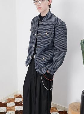 ASSEEN clean牛仔西装夹克 美拉蓝穿搭 恰到好处的版型 定织格纹