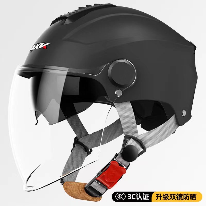3C认证男女士电动车头盔夏季防晒电瓶摩托车半盔双镜款四季安全盔