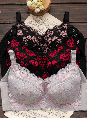 外贸上托恻收光面花边大码BCDEF杯薄杯全杯文胸罩内衣大胸显小