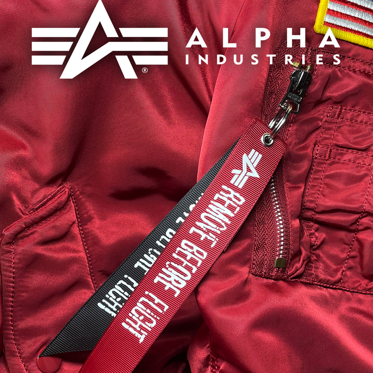 ALPHA飞行夹克removebeforeflight飘带ALPHA INDUSTRIES阿尔法