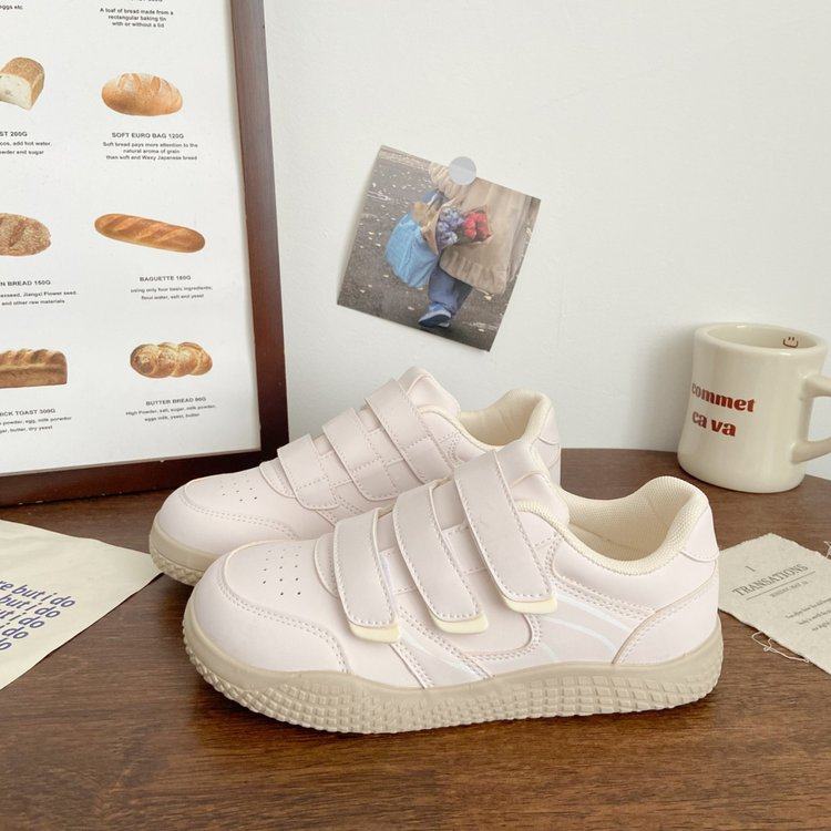 粉色魔术贴板鞋女丑萌春季新款chic小众德训皮面学生运动小白鞋女,运动鞋new,德训鞋,淘宝优惠券,粉丝福利购,淘宝优惠卷