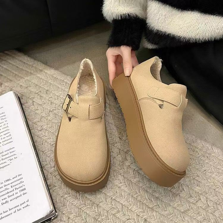 厚底全包加绒勃肯鞋女2025新款爆款秋冬季乐福鞋一脚蹬博肯棉鞋子