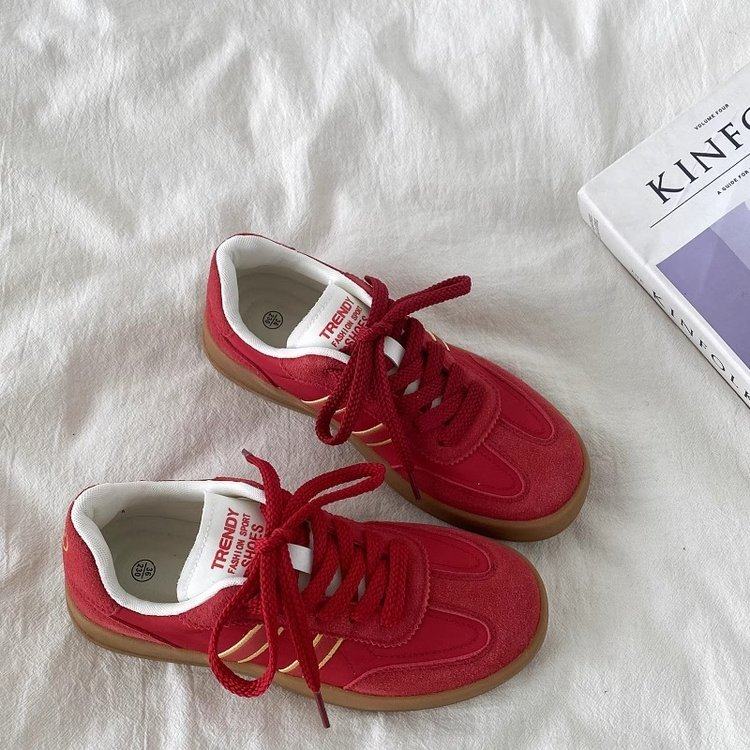 高颜值复古小众平底德训鞋女2025新款春季百搭小白鞋学生休闲板鞋,运动鞋new,德训鞋,淘宝优惠券,粉丝福利购,淘宝优惠卷