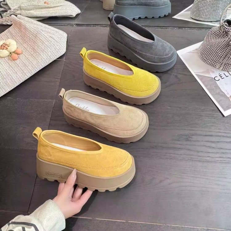 厚底松糕鞋女2025新款爆款超火百搭时尚气质增高一脚蹬乐福单鞋子