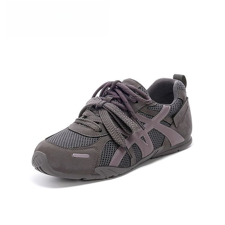 灰色网面透气德训鞋女2025秋季新款美拉德双绑带休闲阿甘运动鞋子