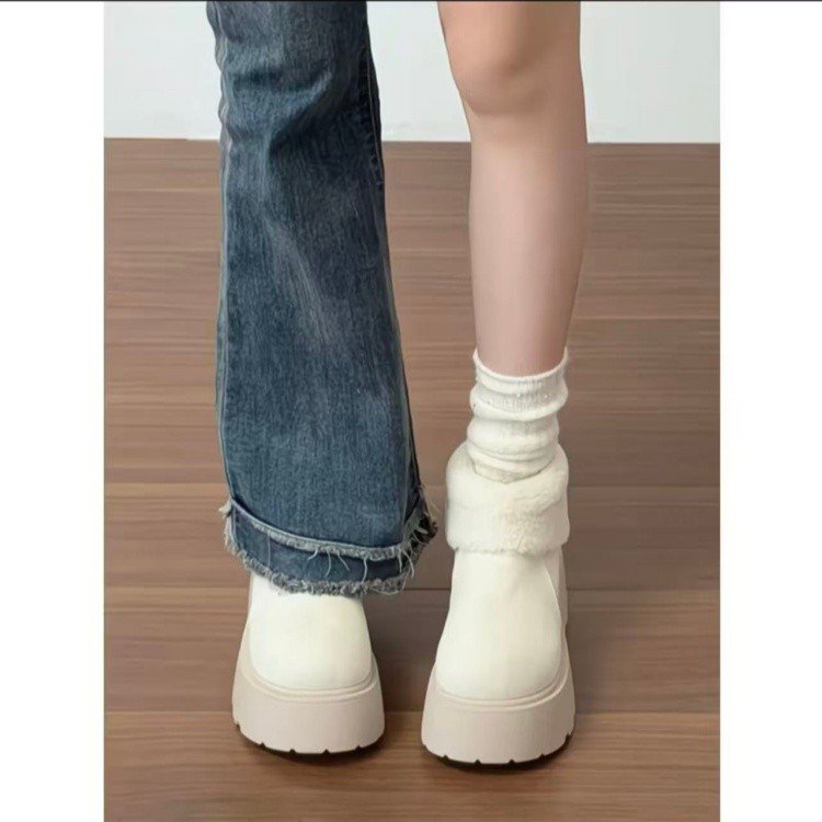 复古小个子增高马丁靴女款2025秋季新款显瘦白色厚底勃肯鞋短靴子