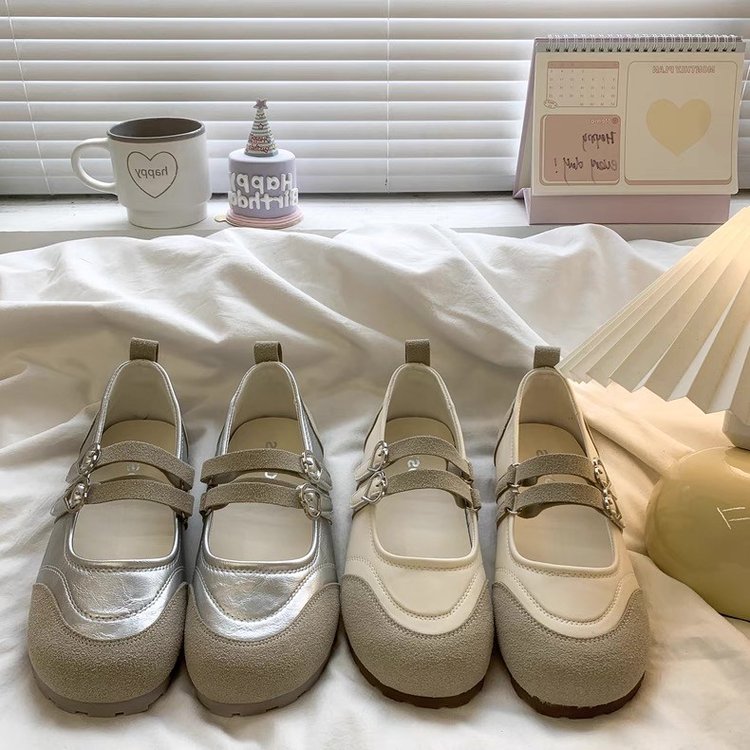 圆头魔术贴德训鞋女2025秋季新款法式配裙子玛丽珍单鞋平底勃肯鞋