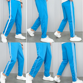 子 运动裤 天蓝色校服裤 男女初高中小学生一条杠两道杠宽松直筒大码