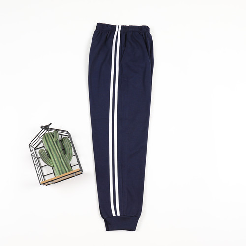 藏蓝色春夏款束脚初高中小学生校服裤子一条两道三杠男女学生长裤