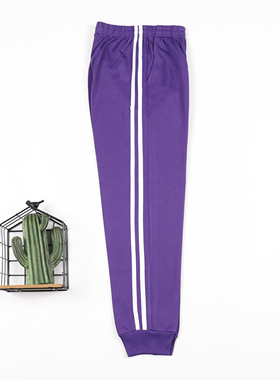 紫色春夏款运动裤束口校裤校服裤子两条杠小学生校服初高中生