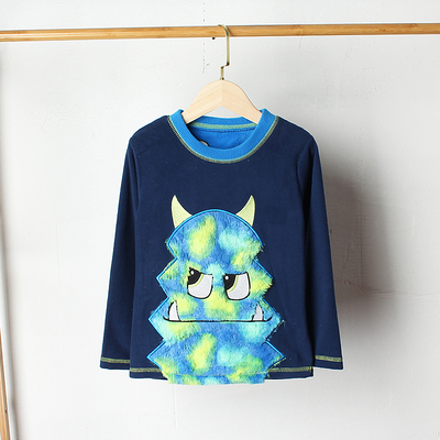 外贸儿童摇粒绒家居服上衣贴布绣