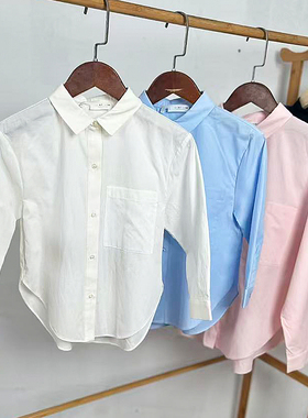 K543-X3童装120-164码欧美儿童纯棉长袖衬衫女童翻领上衣春秋外贸