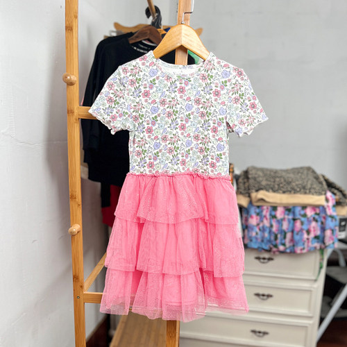 儿童纯棉连衣裙圆领短袖裙春秋